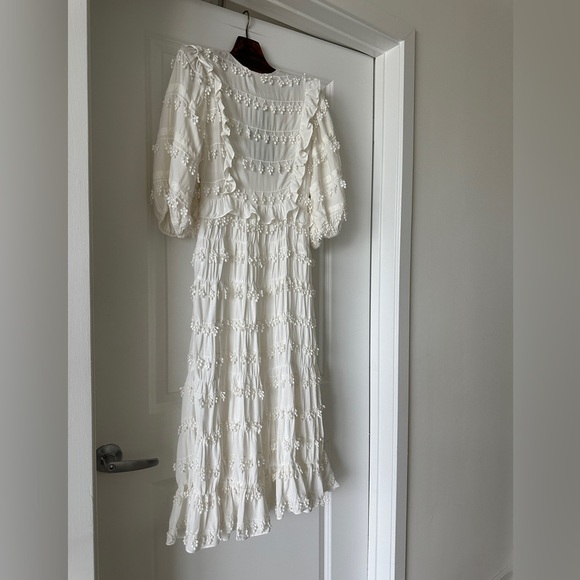 Farm Rio Off-White Ruffle Tassels Midi Dress - Picture 9 of 10